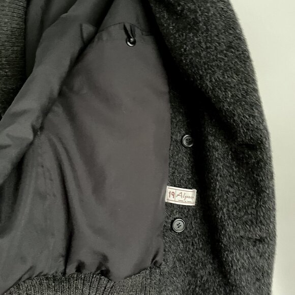 Peruvian Connection Bomber Jacket Size M Gray Alpaca Wool Vintage Button Coat - Picture 11 of 15